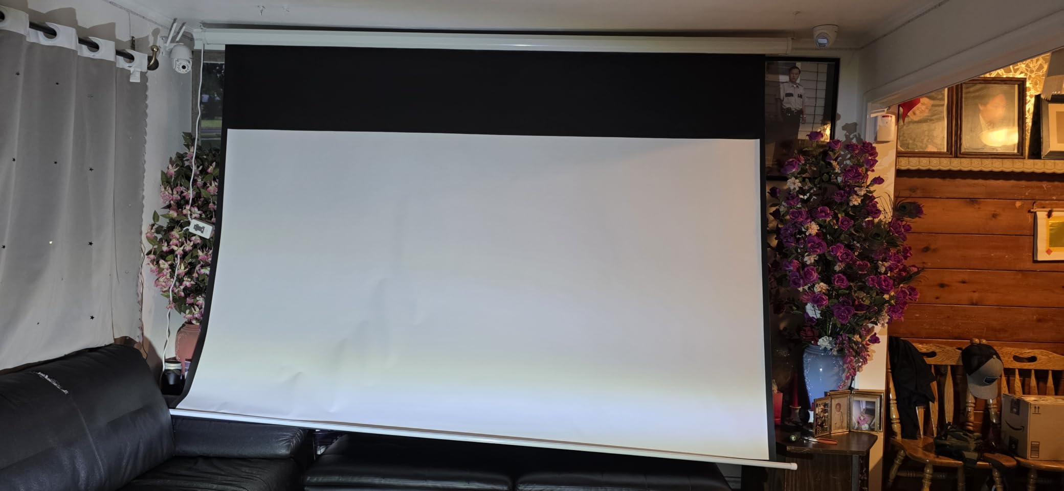 Kayle 120 Inch Motorized Projector Screen w/Wireless Remote, Black, 4:3 customer photo 2