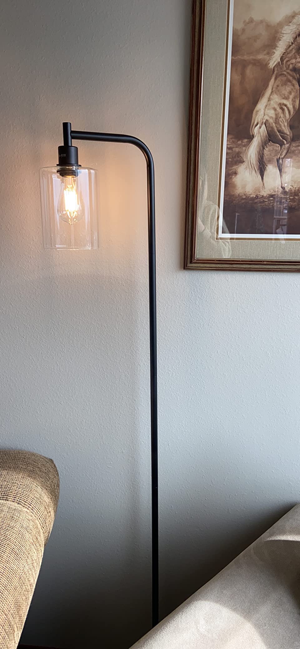 Bosceos Brass Gold Industrial Floor Lamp with Hanging Glass Shade customer photo 1