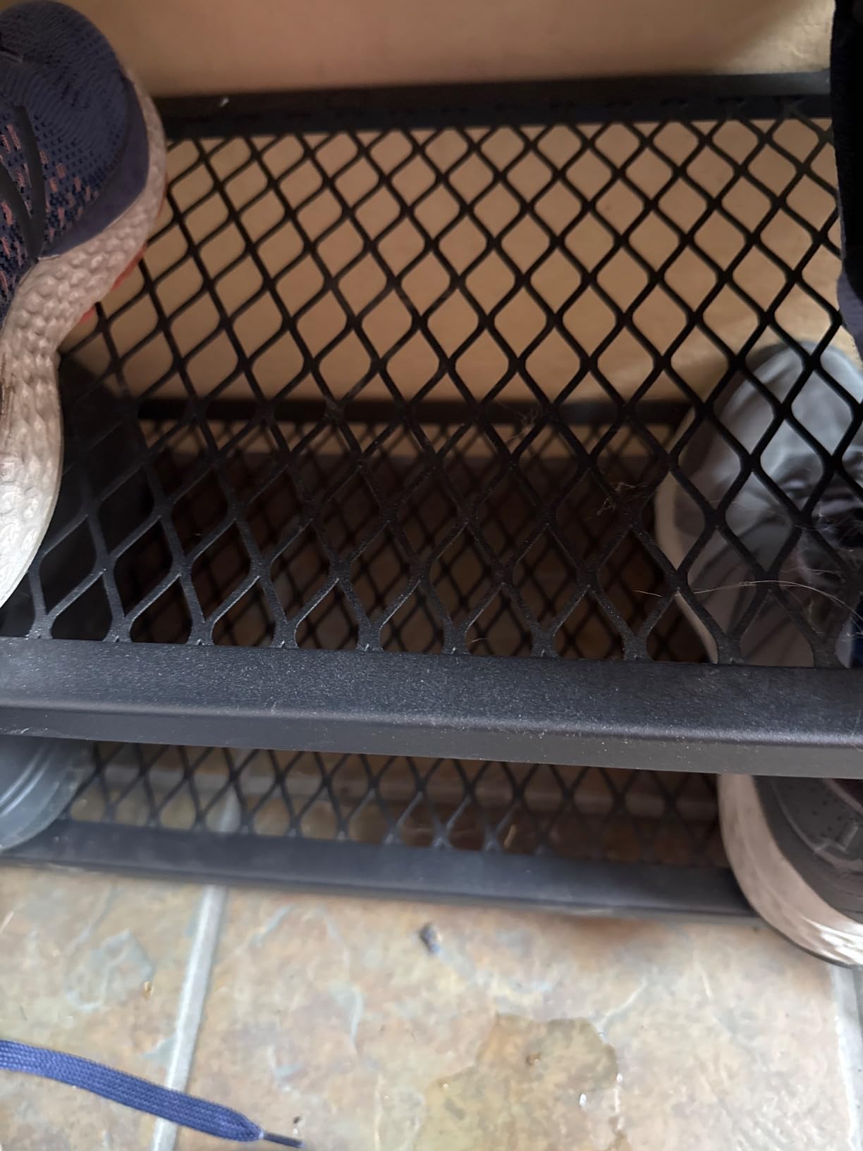 VASAGLE 3-Tier Shoe Rack, Storage Bench with Metal Mesh Shelves and Seat customer photo 2