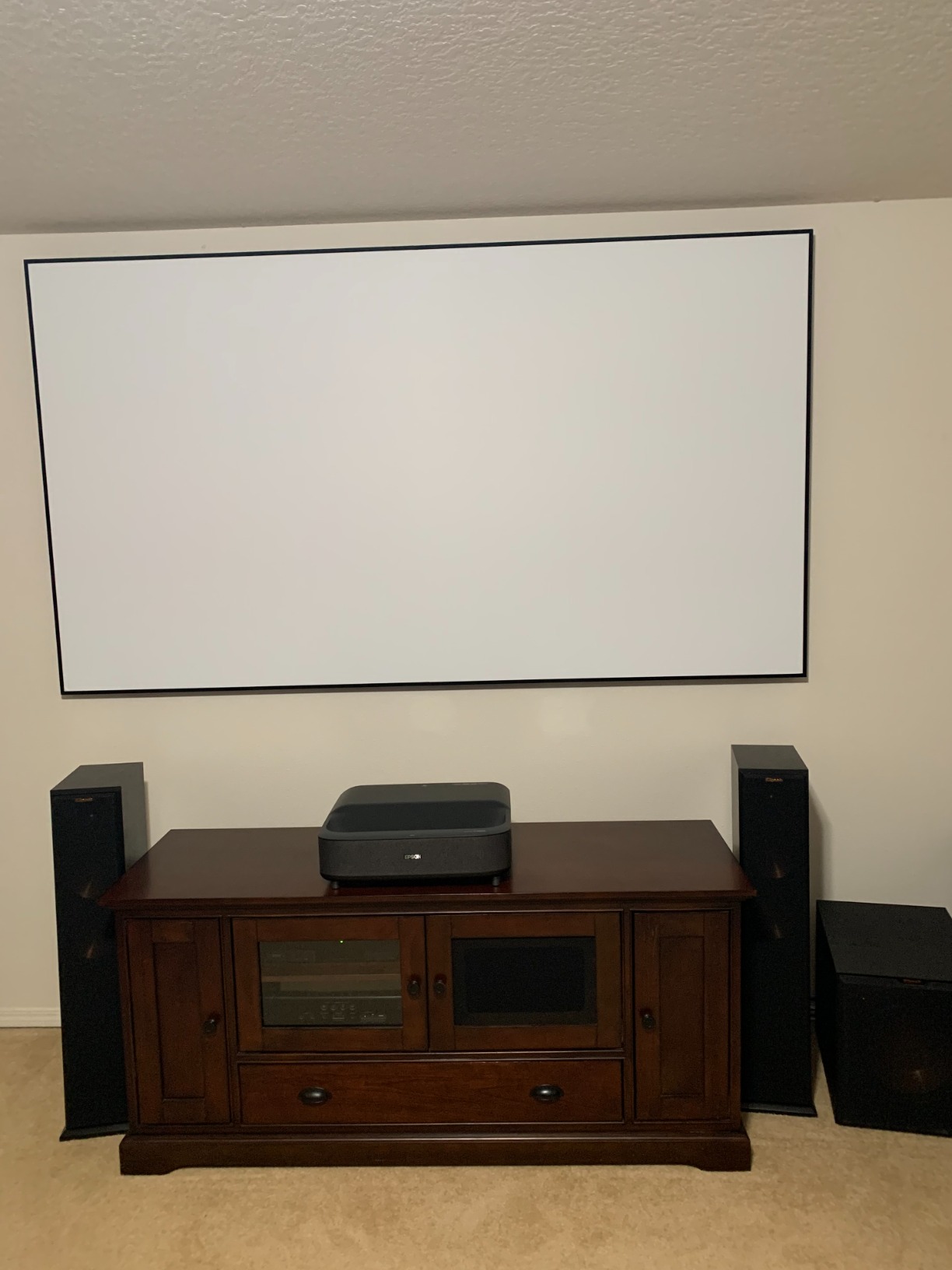 Epson EpiqVision Ultra Short Throw LS300 3LCD Smart Laser Projector, 3600 Lumens Color & White Brightness, HDR, Android TV, Yamaha Speakers, Bluetooth, Sports, Gaming, Movies & Streaming - Black customer photo 2