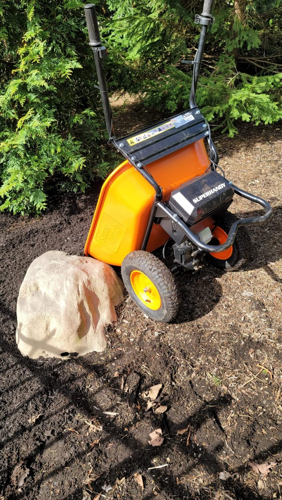 SuperHandy Electric Wheelbarrow Utility Cart, 48V, 330 lb, Power Wagon | Battery powered utility cart for soil, rocks, tools and yard loads; Garden Cart; powered dump for garden hauling customer photo 2