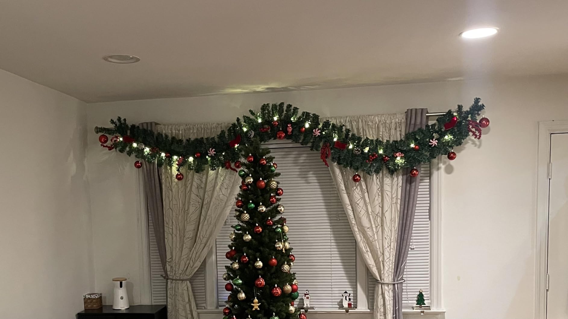 MorTime 9 FT LED Christmas Garland with Pinecones Red Berries Bows Christmas Balls Candies, Multi-Function Christmas Garland with 50 Warm White LED Lights, 180 Branch Tips customer photo 1