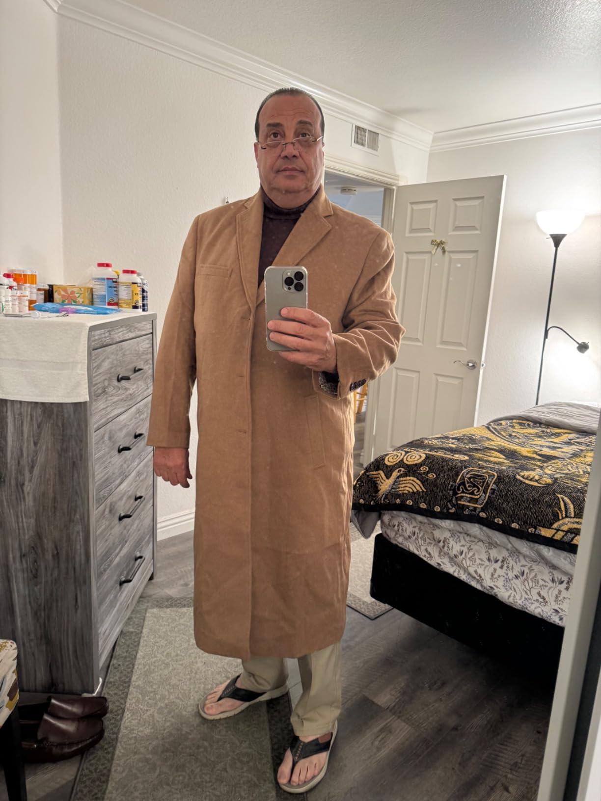 Mens Single Breasted Wool Cashmere Full Length Overcoat customer photo 1