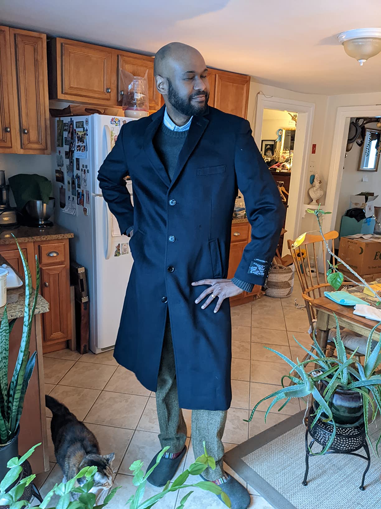 Mens Single Breasted Wool Cashmere Full Length Overcoat customer photo 1