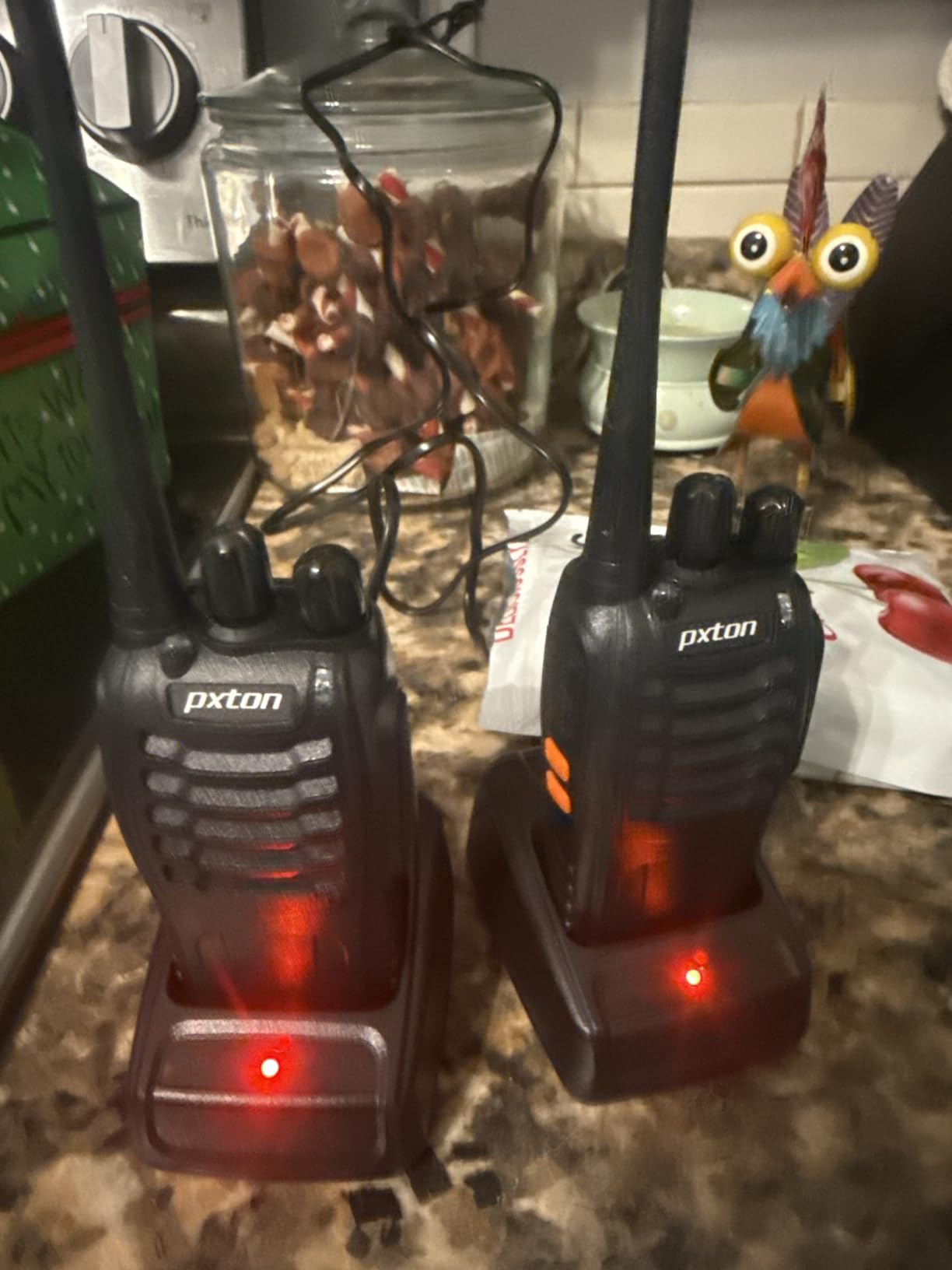 pxton Walkie Talkies Long Range for Adults with Earpieces,16 Channel Walky Talky Rechargeable Handheld Two Way Radios with Flashlight Li-ion Battery and Charger(4 Pack) customer photo 1