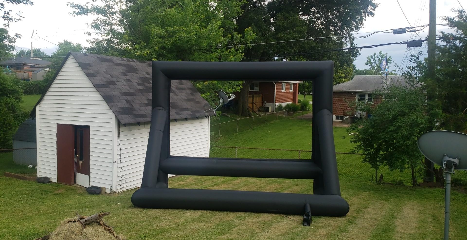 XHYCPY 21 Feet Inflatable Outdoor Projector Movie Screen - Package with Rope, Blower + Tent Stakes - Great for Outdoor Backyard Pool Fun (21 Feet) customer photo 2