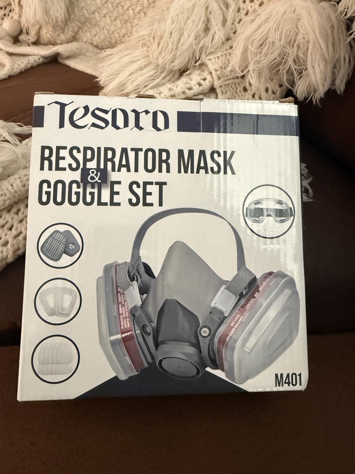 Respirator Mask for Spray Painting, Woodworking, Welding, Dust, and General Safety with Clear Eye Goggles, 10 Replacement Filters, Half Face Cover with Safety Glasses customer photo 2