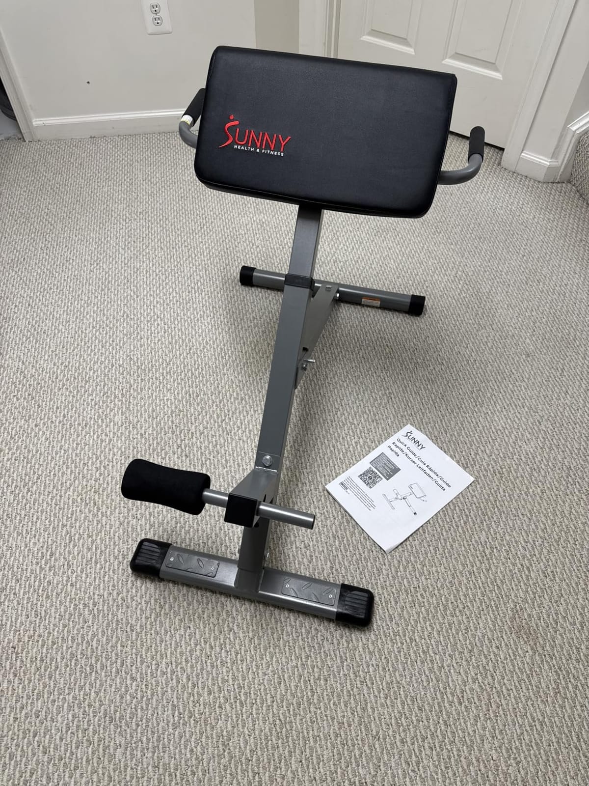 Sunny Health & Fitness Multi-Function Roman Chair | Adjustable Height, Folds Flat for Storage, Built in Dip Station, Targets Back, Abs & Core, Crunches & Back Extensions customer photo 1