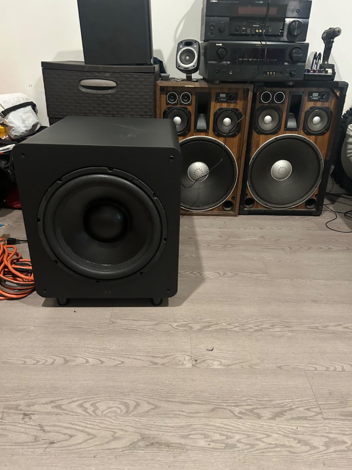 Monoprice SW-15 600 Watt RMS (800 Watt Peak) Powered Subwoofer - 15-Inch, Ported Design, Variable Phase Control, Variable Low Pass Filter, for Home Theater customer photo 1