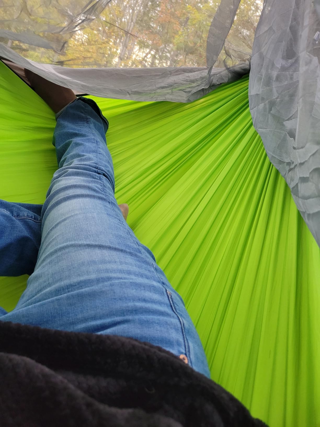 Camping Hammock with Net,Portable Lightweight Double Hammocks with Tree Straps and Solid D-Shape Hanging Hooks,Parachute Nylon Hammock for Backpacking Beach Backyard Patio Hiking customer photo 1