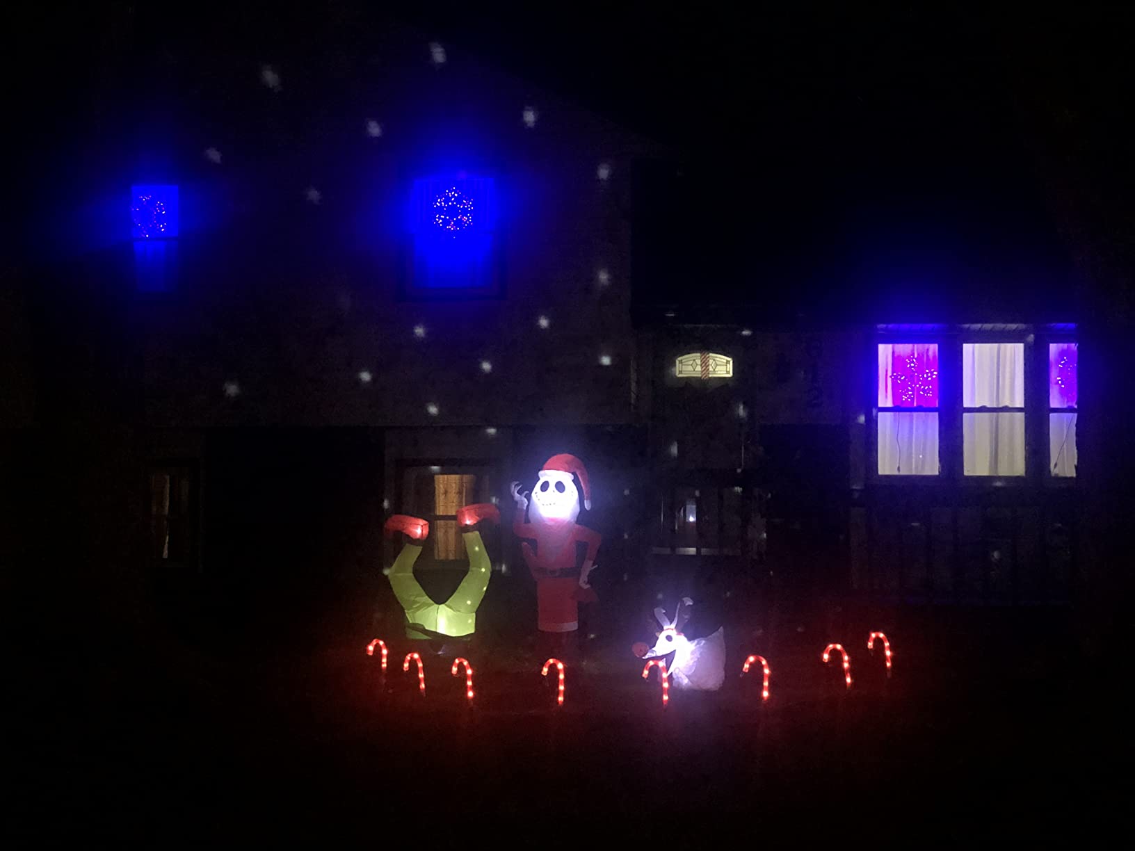 PEIDUO Christmas Projector Lights Outdoor, Multicolor Rotating Snowfall Projector, Moving Points Christmas Projection Lights Outdoor Yard Decorations for House Garden Holiday Decor customer photo 2