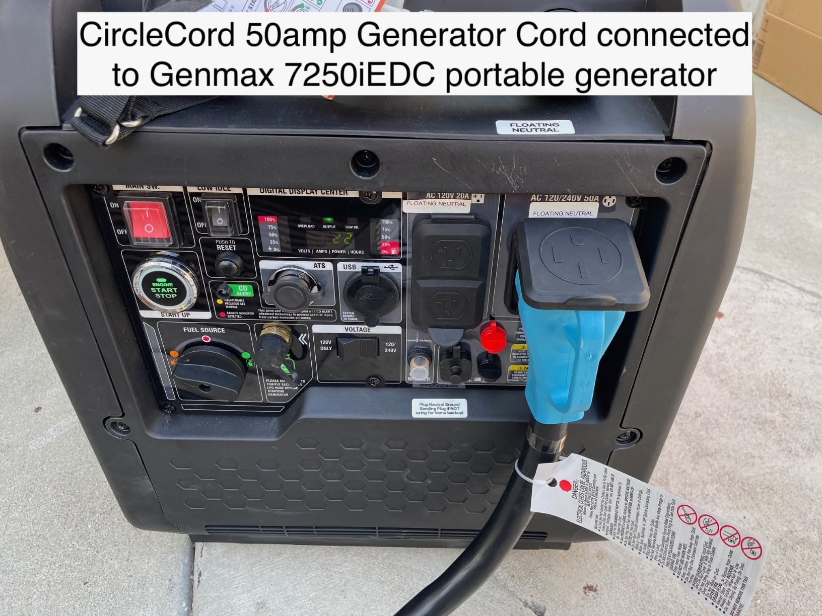 CircleCord UL Listed 50 Amp 50 Feet RV/Generator Cord with 90° Right Angle customer photo 1