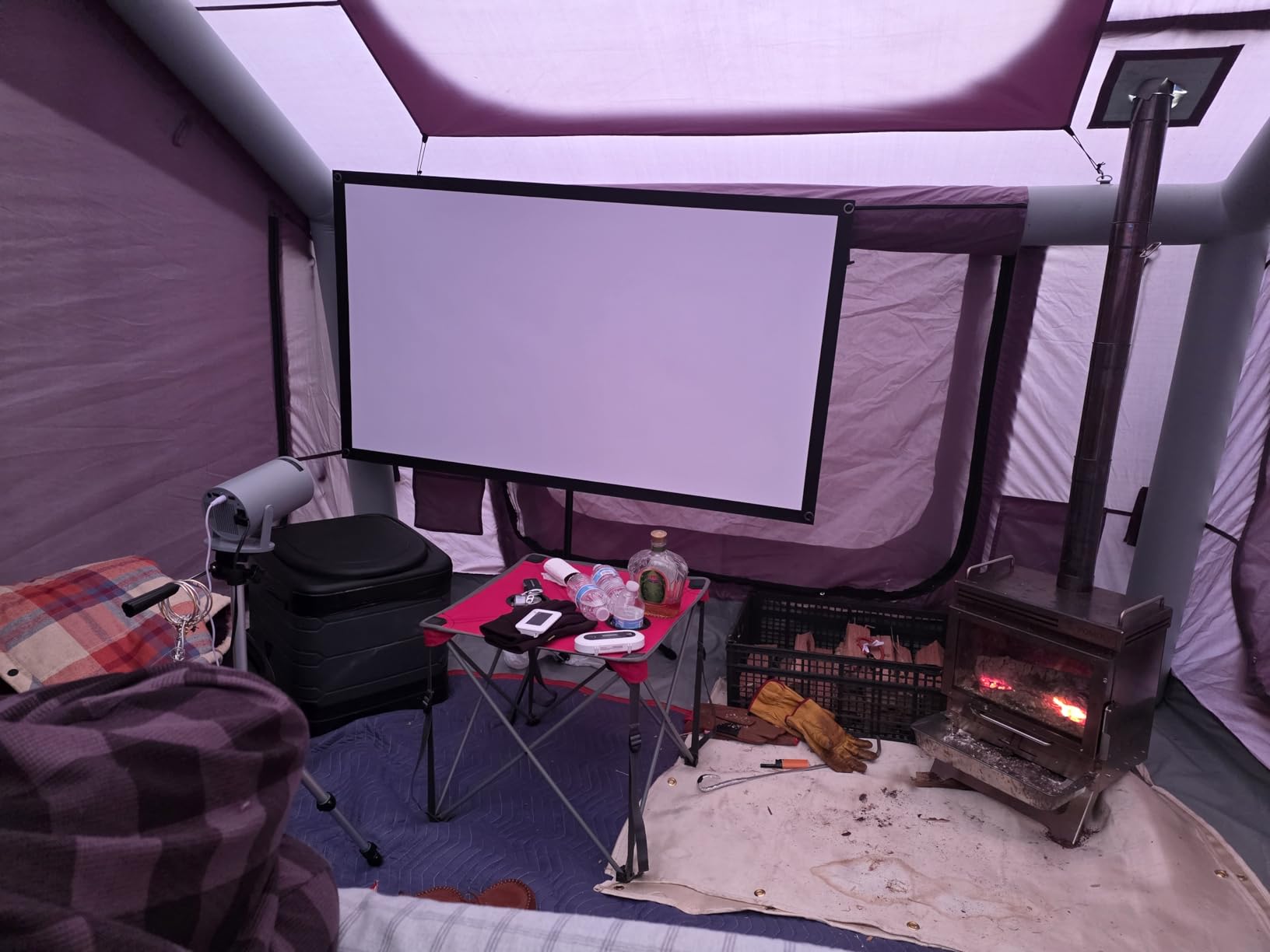 Portable Projector Screen with Stand, Outdoor Movie Screen, 80 Inch 16:9, Light-Weight, Mobile and Compact, Easy Setup and Carrying, Projection Screen with 1.2 Gain Glass Fiber, Idea for Home Cinema. customer photo 1