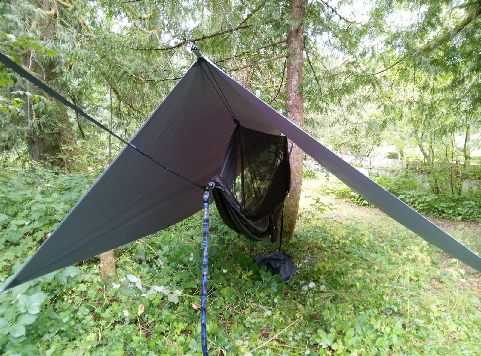 Sunyear Hammock Camping with Rain Fly Tarp and Net, Portable Camping Hammock Double Tree Hammock Outdoor Indoor Backpacking Travel & Survival, 2 Tree Straps,100% Waterproof Black Bundle customer photo 2