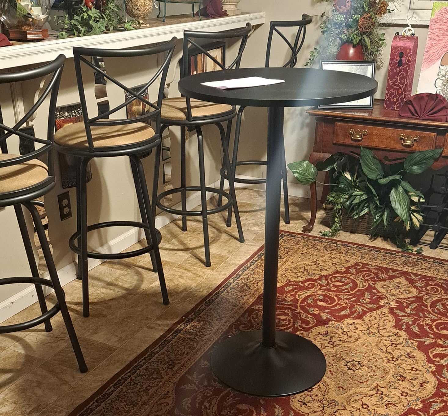 GIANTEX 6-Pack 2-in-1 Bar Table with Detachable Pole, Metal Base, 24