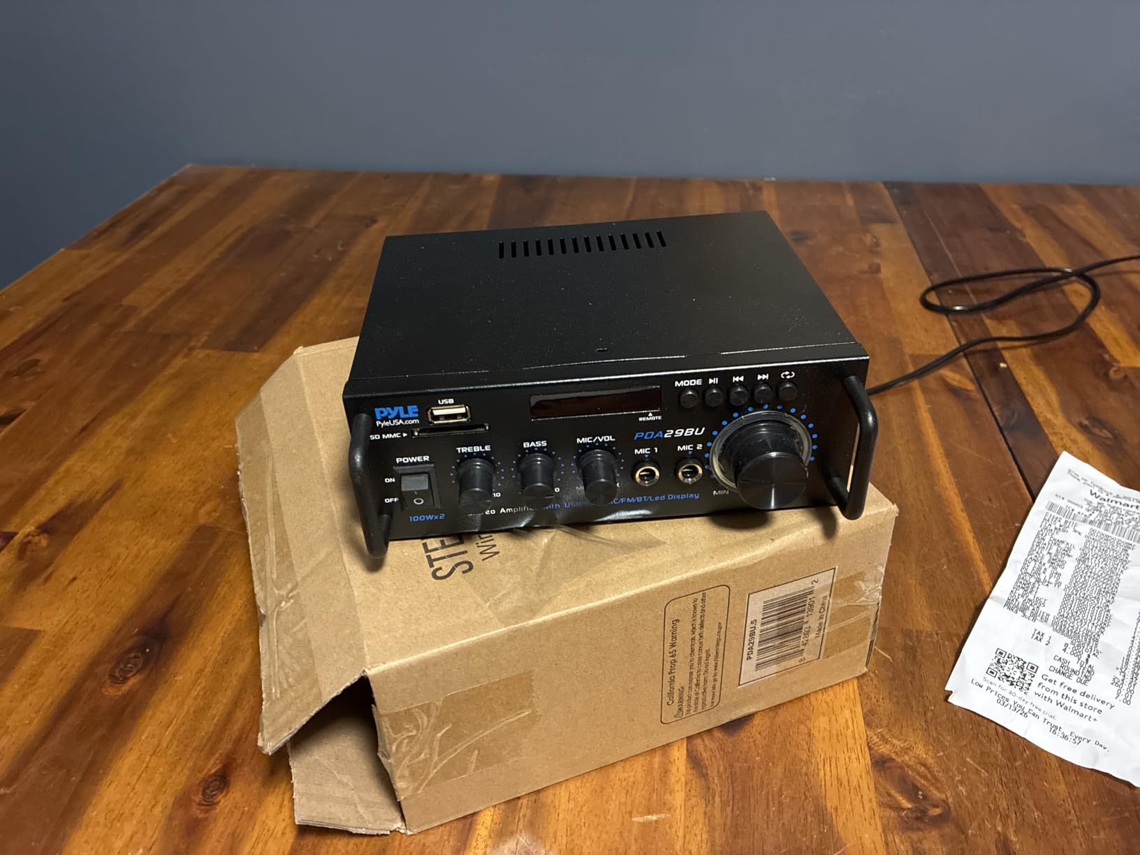 Pyle 200W Stereo Power Amplifier with Bluetooth - Dual Channel Audio Receiver - LED Display - RCA - USB - SD - MIC IN - FM Radio - AUX Input - Perfect for Home & Computer Audio - PDA29BU.5 customer photo 2