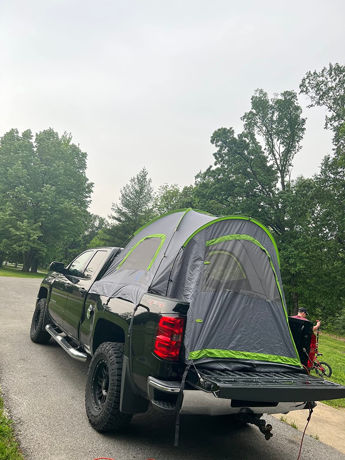 JOYTUTUS Pickup Truck Tent 2.0, Waterproof PU2000mm Double Layer for 2 Person, Portable Truck Bed Tent with Rainfly, 5.5'-5.8' Camping Preferred - Green customer photo 2