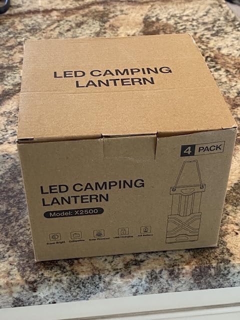 LETMY 4 Pack Camping Lantern, Rechargeable LED Lanterns, Solar Lantern Battery Powered Hurricane Lanterns Flashlight with 3 Powered Ways & USB Cable for Emergency, Power Outage, Hurricane Supplies customer photo 2