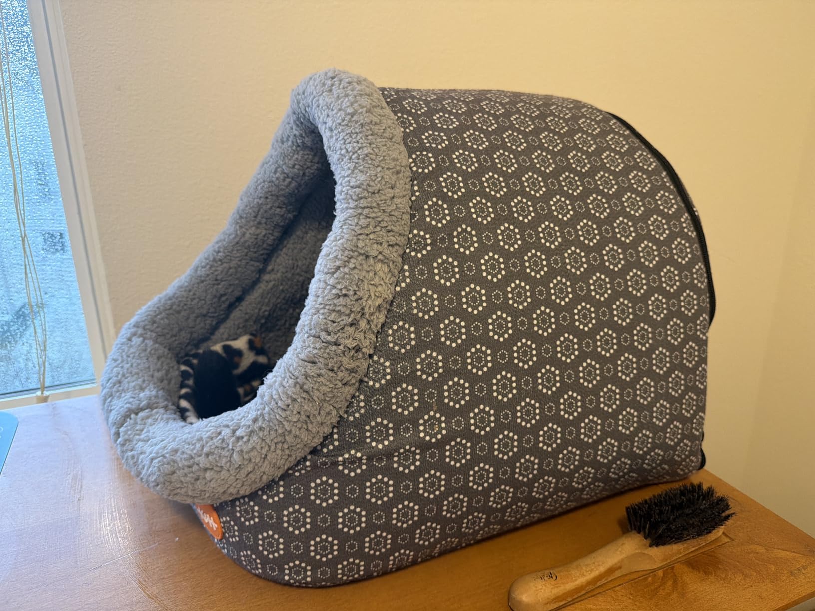 K&H Heated Cat Bed, Thermo-Pet Cave Indoor, Safety Listed, 4W, Navy/Geo | Removable Waterproof Cat Heating Pad, Heated Pet Bed for Dogs & Cats, Covered Cave Pet Tent, Collapsible, Machine Washable customer photo 2