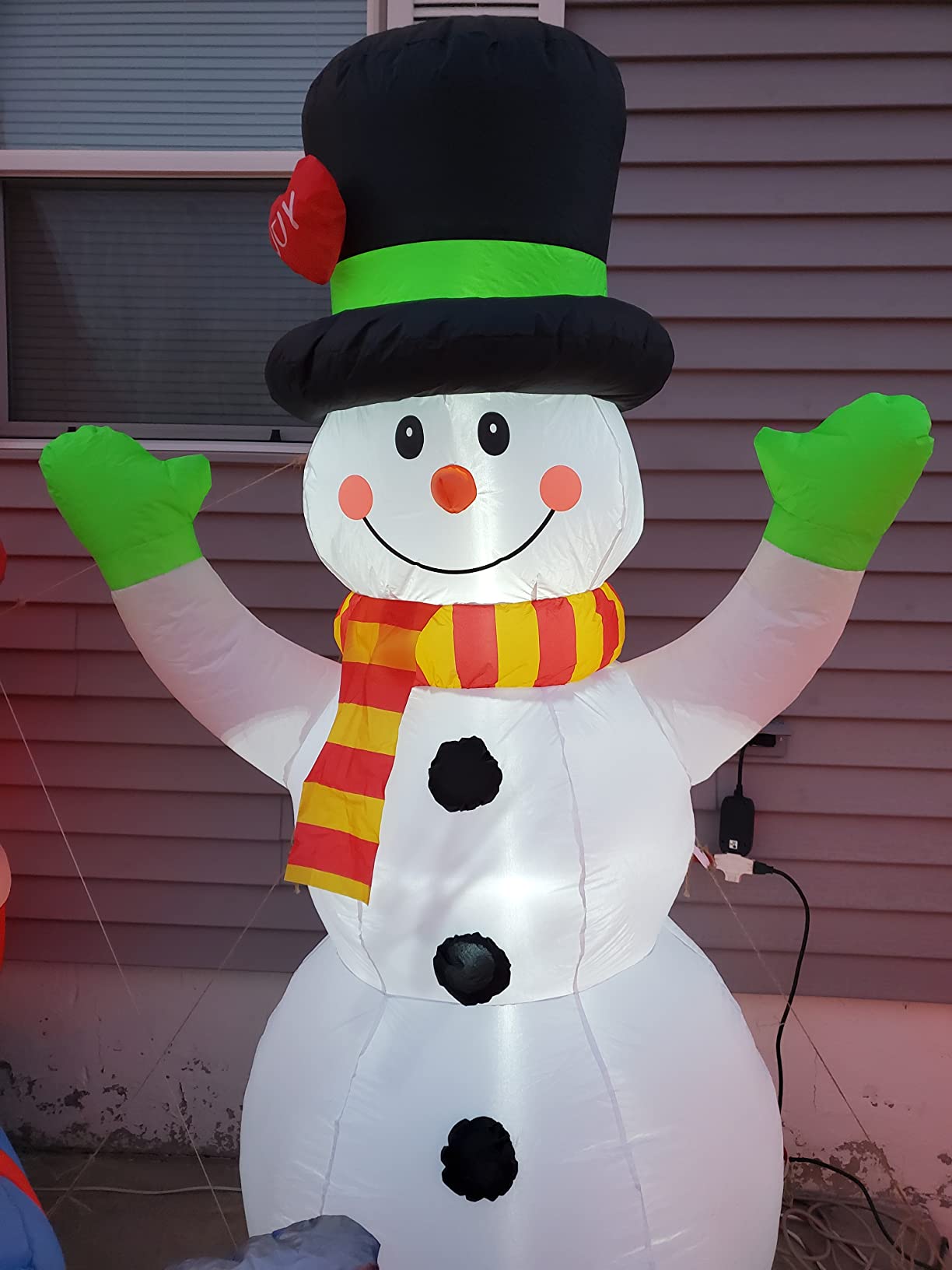 FunFanso 7 FT Christmas Inflatables Snowman Outdoor Decorations, Giant Blow up Snow Man Yard Decor Built-in Bright LED Light Wear Magic Hat, Weatherproof Holiday for Garden Patio Lawn Party Xmas Gifts customer photo 1