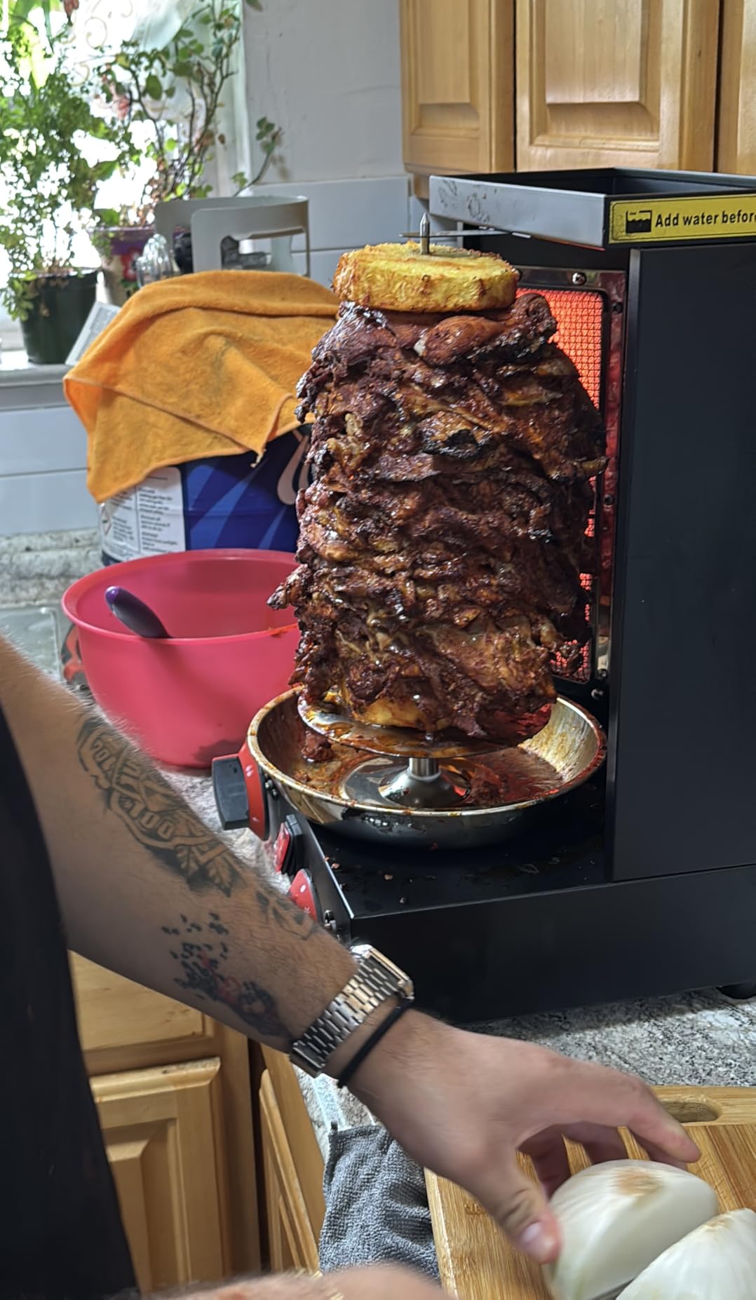 Vertical Rotisserie Shawarma Machine, Sharma Machine, Trompo Para Tacos Al Pastor rotating grill, Shawarma Grill, Rotisserie Oven, Rostizador De Pollo Giratorio, Chicken Rotisserie Machine customer photo 1