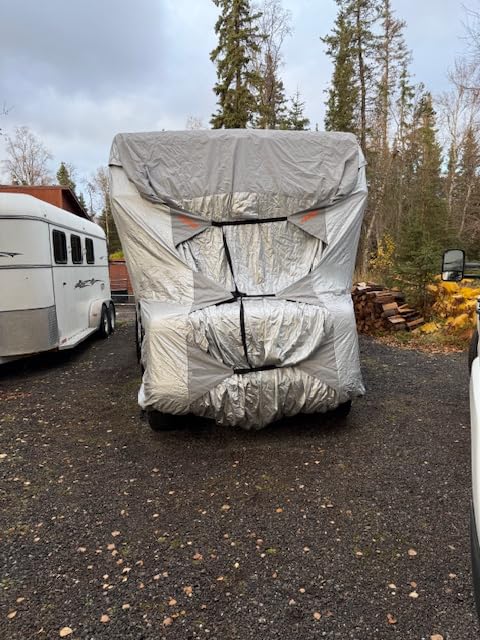 FRUNO Oxford Fabric Travel Trailer Cover RV Cover 30'-33' Waterproof Rip-Resistant Anti-UV Camper Cover for Winter Snow customer photo 1