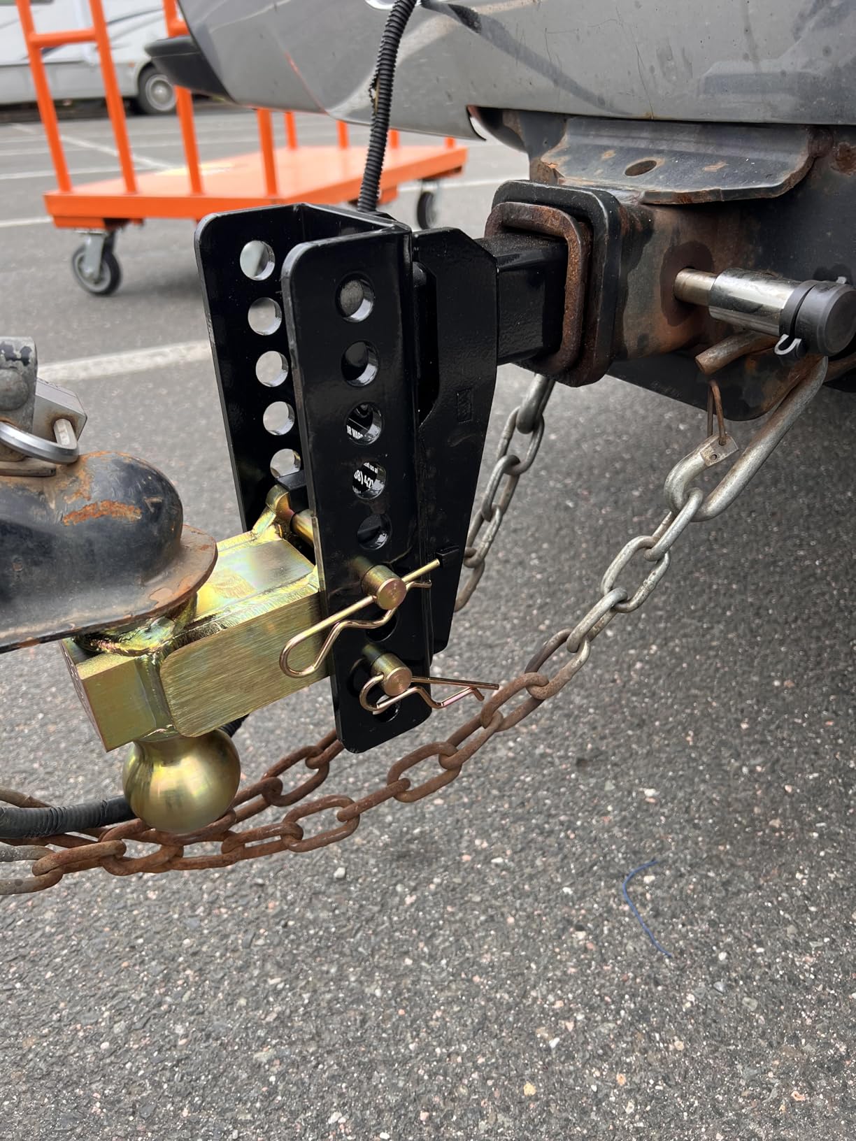 Adjustable Gooseneck Drawbar Trailer Hitch - 20,000 LBS, Fits 2 and 2-5/16 Inch Balls, US Gov Tested & Certified, Gooseneck Trailer Hitch Adapter for RV Towing, Motorcycles & Powersports customer photo 1
