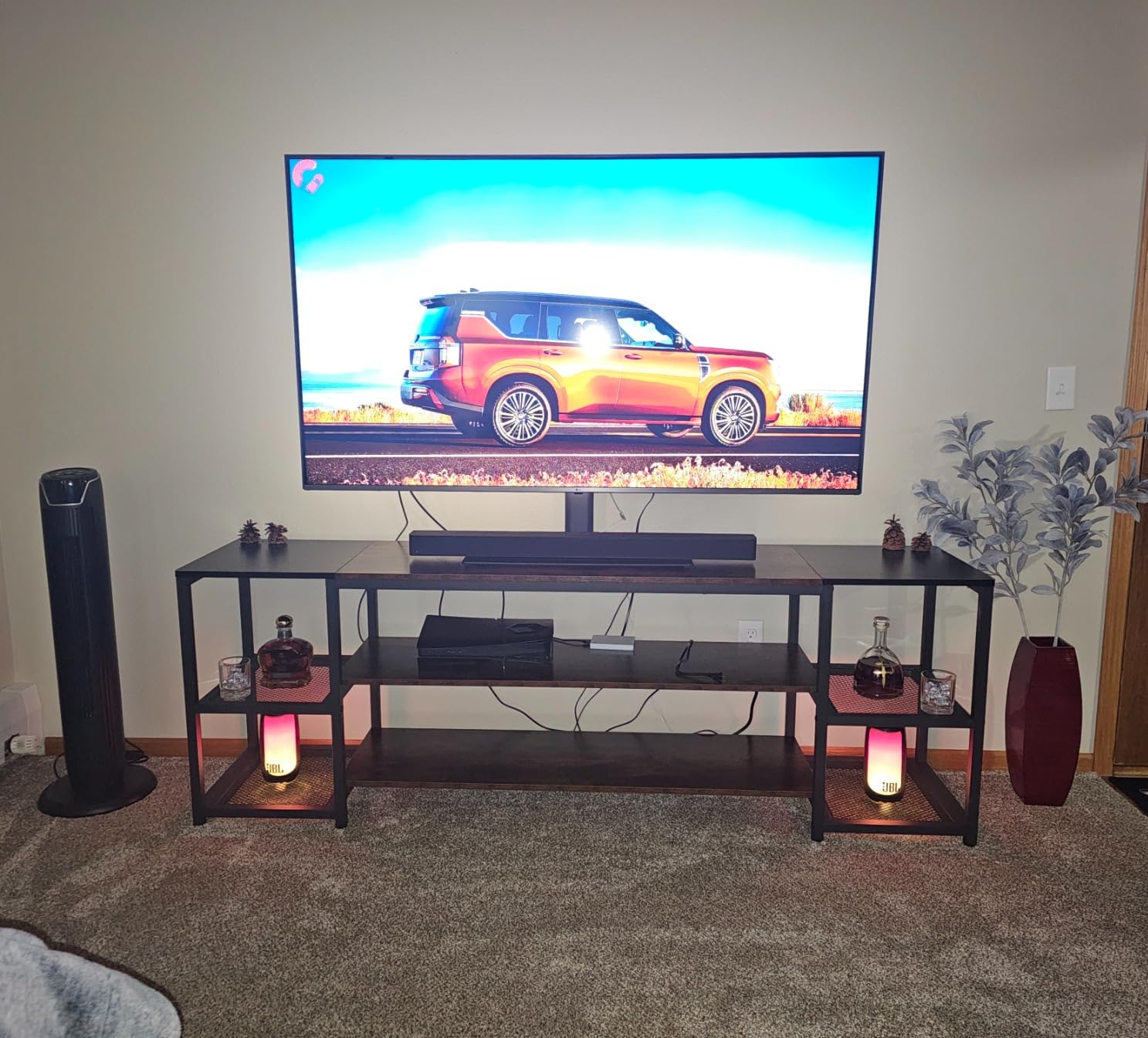 Tribesigns 78 Inch TV Stand for TVs up to 85 Inch, Media Entertainment Center Console Table, Industrial 3-Tier TV Console Table with Storage Shelves for Living Room, Entertainment Room customer photo 2