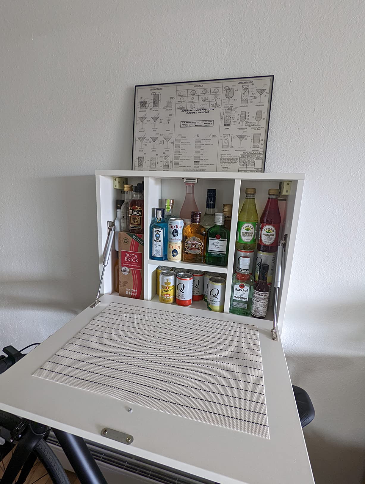 Tangkula Wall Mounted Desk, Pneumatic Floating Laptop Desk with Magnetic Foldable Tabletop, Space Saving Wall Mounted Table Wall Desk with Storage Drawer and Shelves (White) customer photo 2