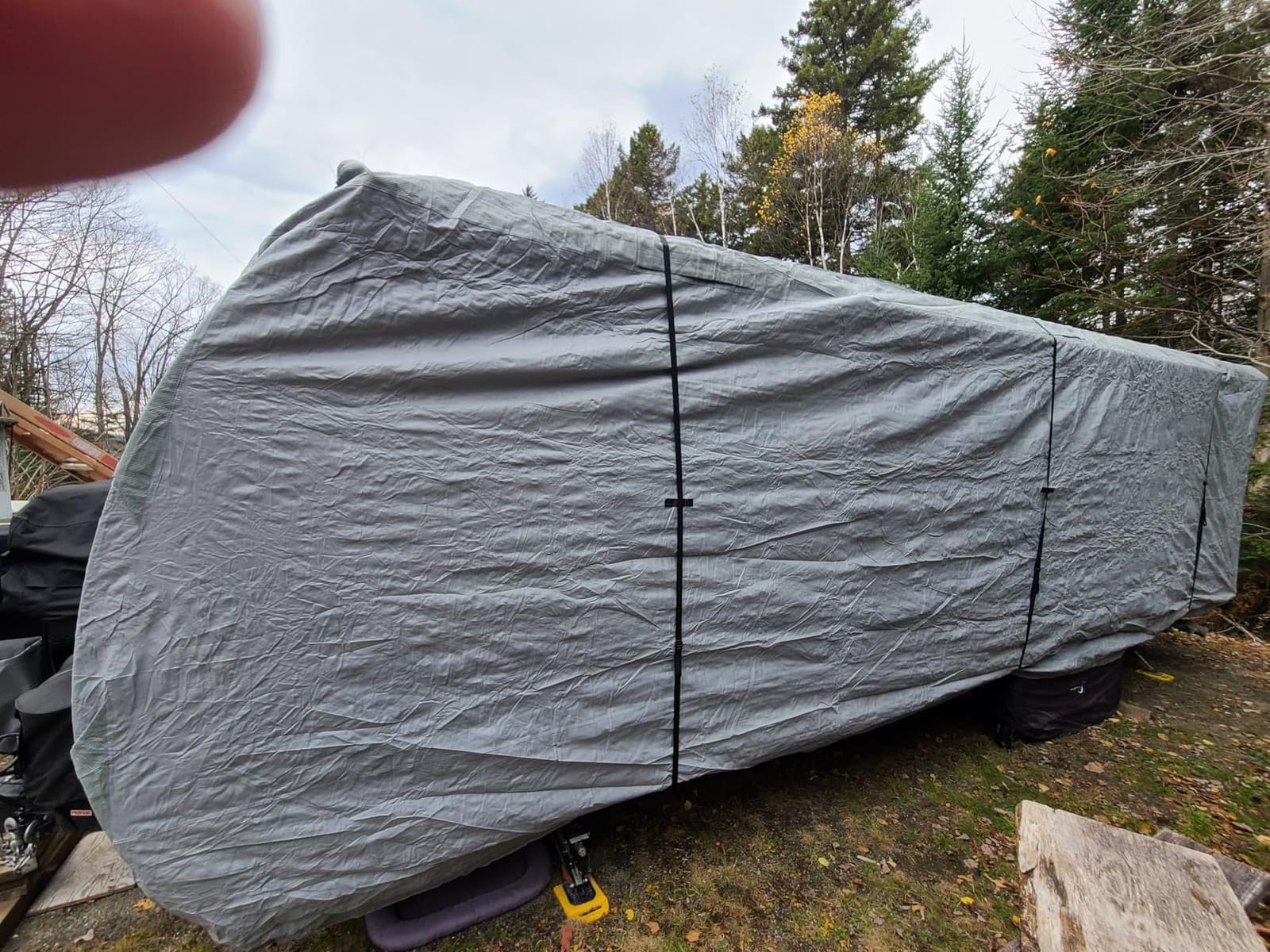 Travel Trailer RV Cover 24' ~ 27', Upgraded 9 Layers Top Waterproof Camper Cover, Heavy Duty Toy Hauler RV Cover for Winter Snow with Tongue Jack Cover, Gutter Covers customer photo 1