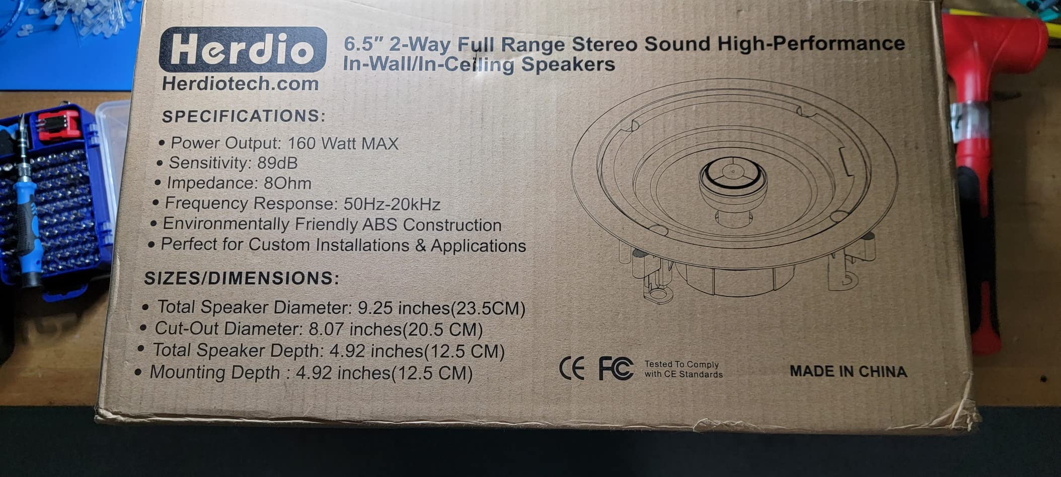 Herdio 6.5'' 640Watts 2-Way Bluetooth Ceiling Speakers Package Great for Home Theater System, Living Room,Office,Flush Mount Wired(4 Speakers) customer photo 2
