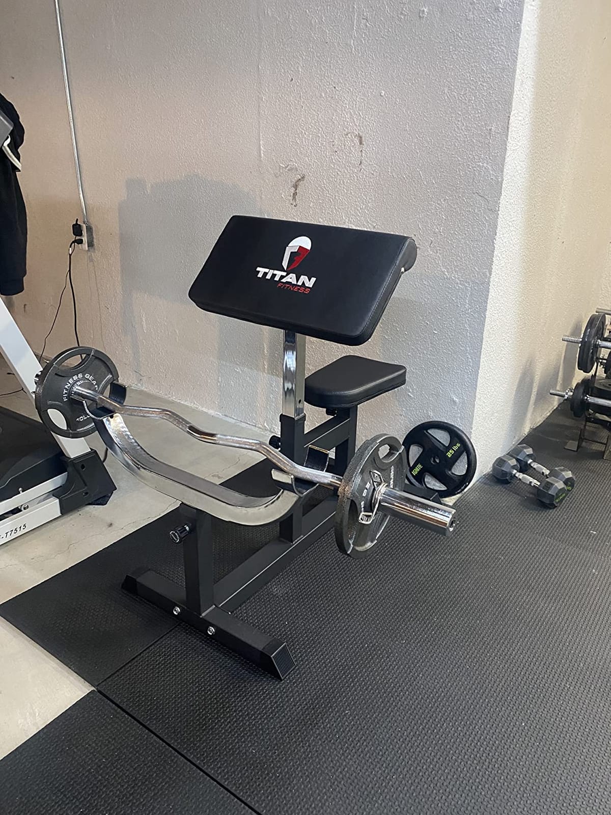 Titan Fitness Adjustable Preacher Curl Weight Station, 250 LB Capacity, Adjustable Bench Seat, Adjustable Arm Rest, Durable Bar Catches, Seated Home Gym Barbell and Dumbbell Biceps Station customer photo 1