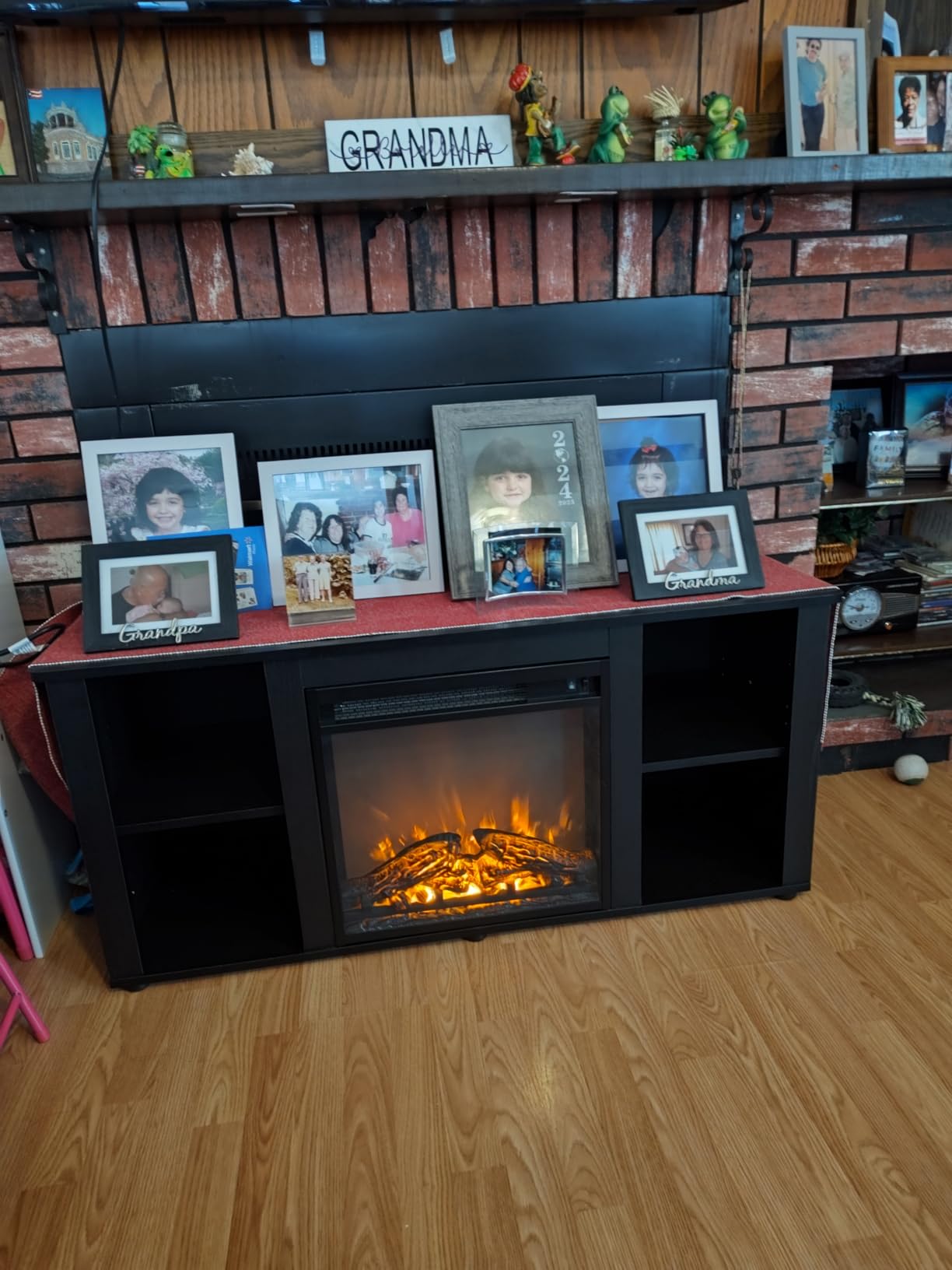Furinno Jensen Entertainment Center Stand with Fireplace for TV up to 55 Inch, Americano, Corded Electric, Adjustable customer photo 1