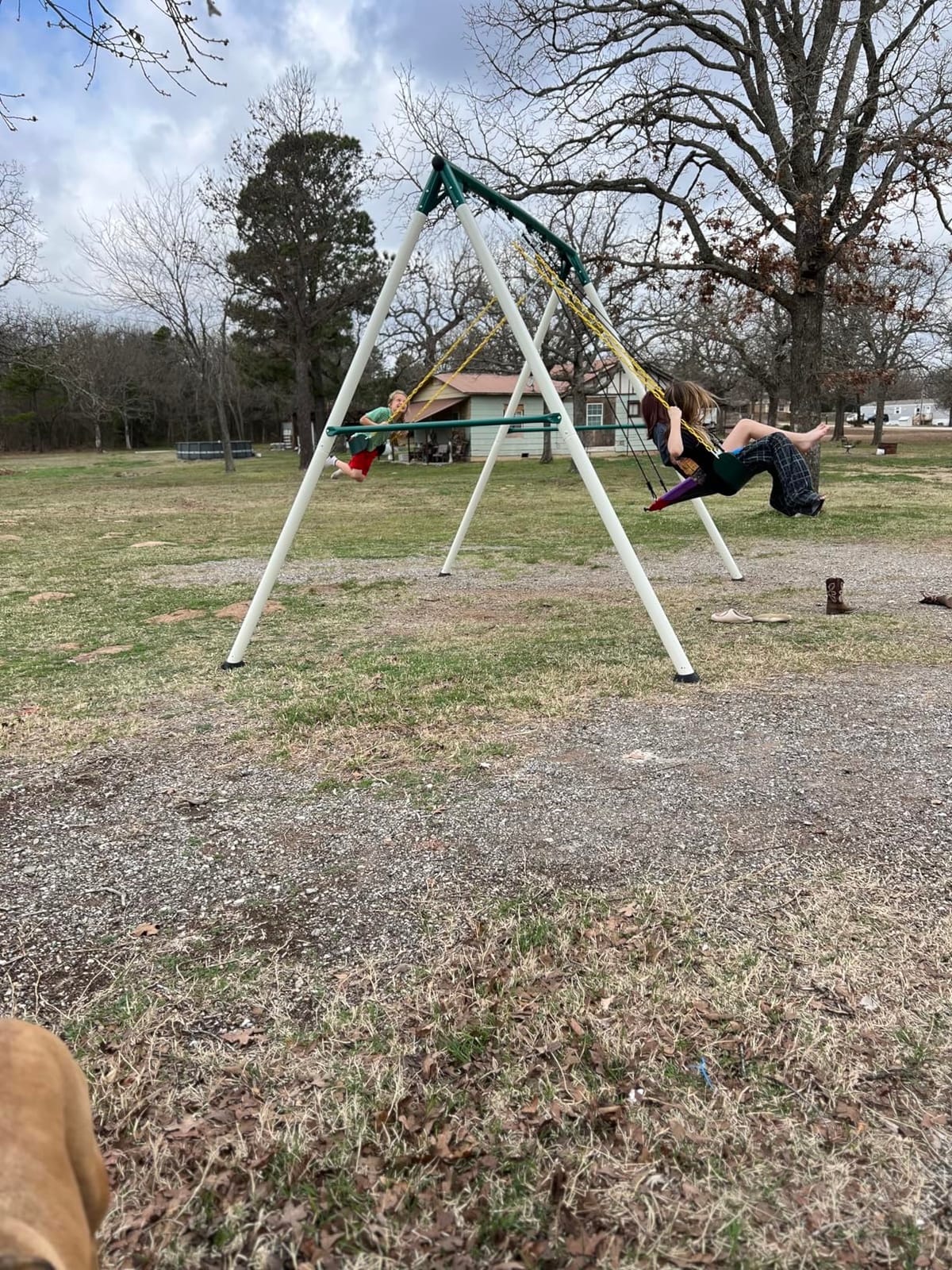Hapfan 9.5ft Tall Swing Sets for Backyard for Big Kids & Adults (Patented) | 76mmφ Heavy Duty Metal Stand, 600lbs Capacity, Saucer Swing+2 Belt Swings, ASTM | CPSC Compliant, Outdoor Swing Set for Family customer photo 2