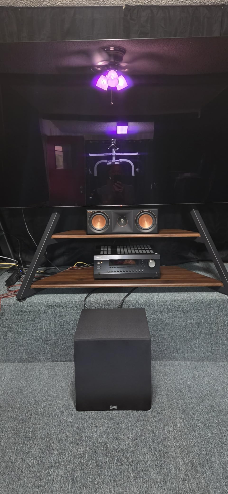 FITUEYES Large TV Floor Stand for 75-100 Inch TVs up to 187 lb, Walnut customer photo 1