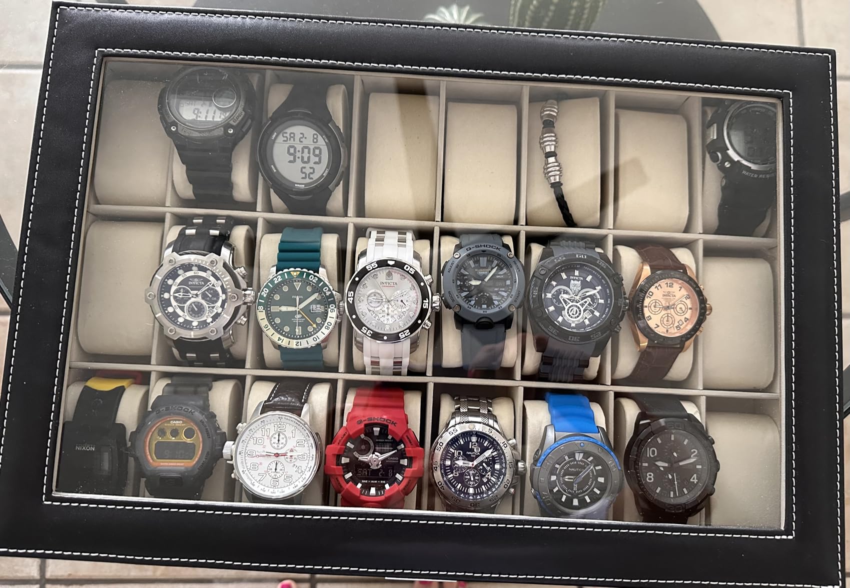24 Slots Watch Box, Watch Display Organizer for Men Women customer photo 2