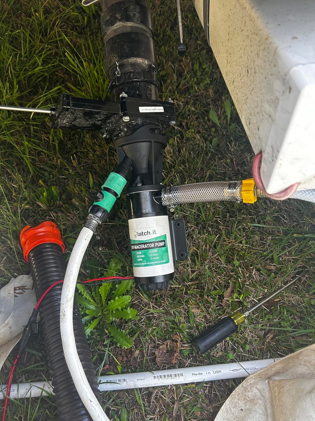 LATCH.IT V2.0 RV Macerator Pump 12VDC | 12-15GPM Macerator Pump for RV | 10-Feet Lift RV Waste Pump Macerator | Self-Priming & Portable | Portable RV Waste Pump w/Fittings, Hoses & Clamps! customer photo 1