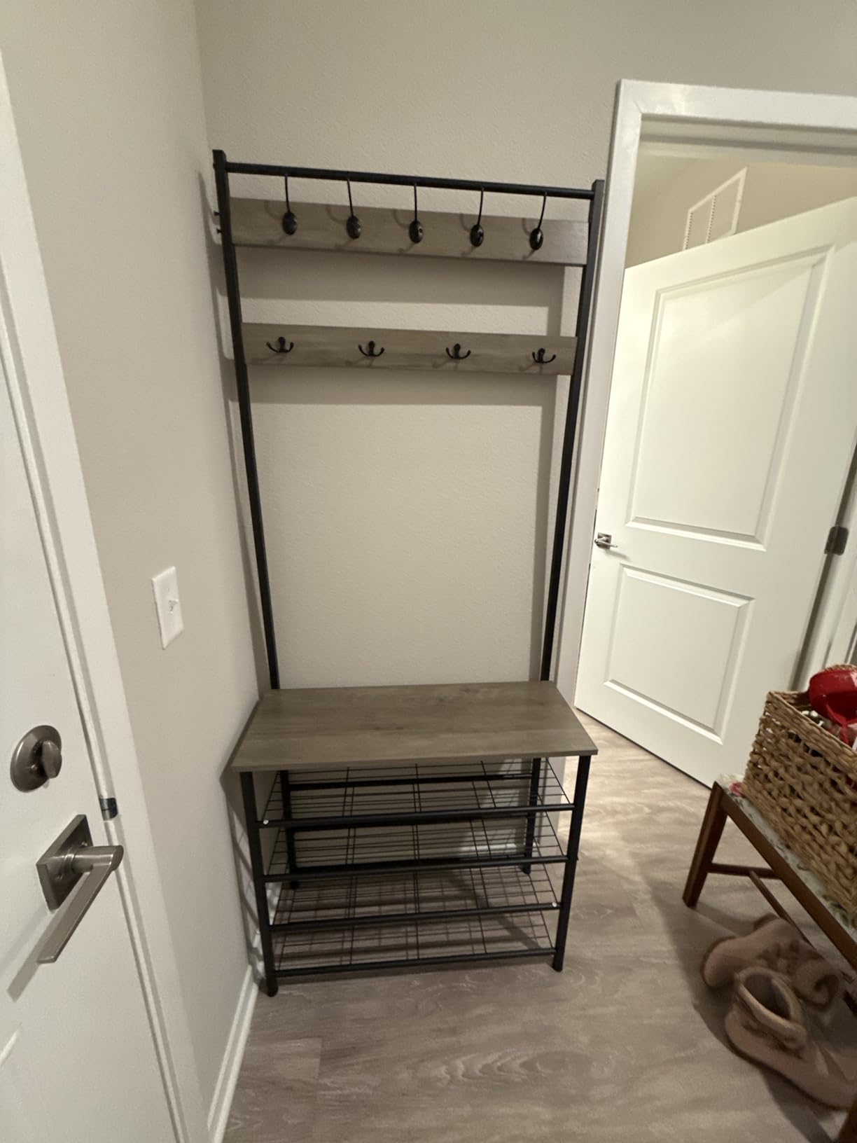 HOOBRO Hall Tree, Coat Rack with Shoe Rack, Hall Tree with Bench, 5 Tier Shoe Storage Organizer with 9 Hooks for Entryway, Closet, Sturdy, Industrial, Rustic Brown and Black BF80MT01G2 customer photo 1
