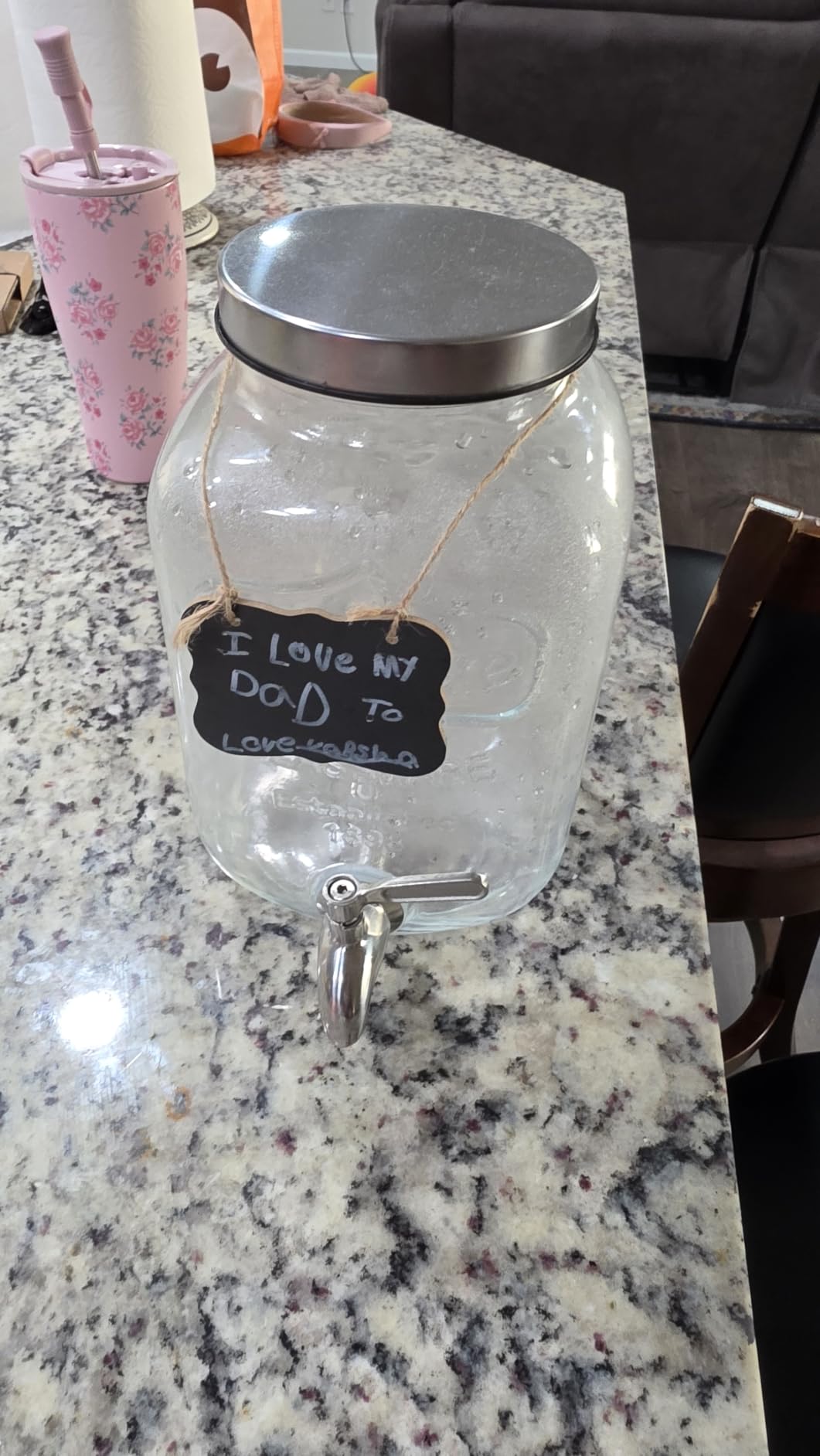 1 Gallon Drink Dispenser with Spigot 18/8 Stainless Steel – Airtight & Leakproof Glass Sun Tea Jar with Anti-Rust Lids, Beverage Dispenser for Parties - Laundry Detergent Holder customer photo 2