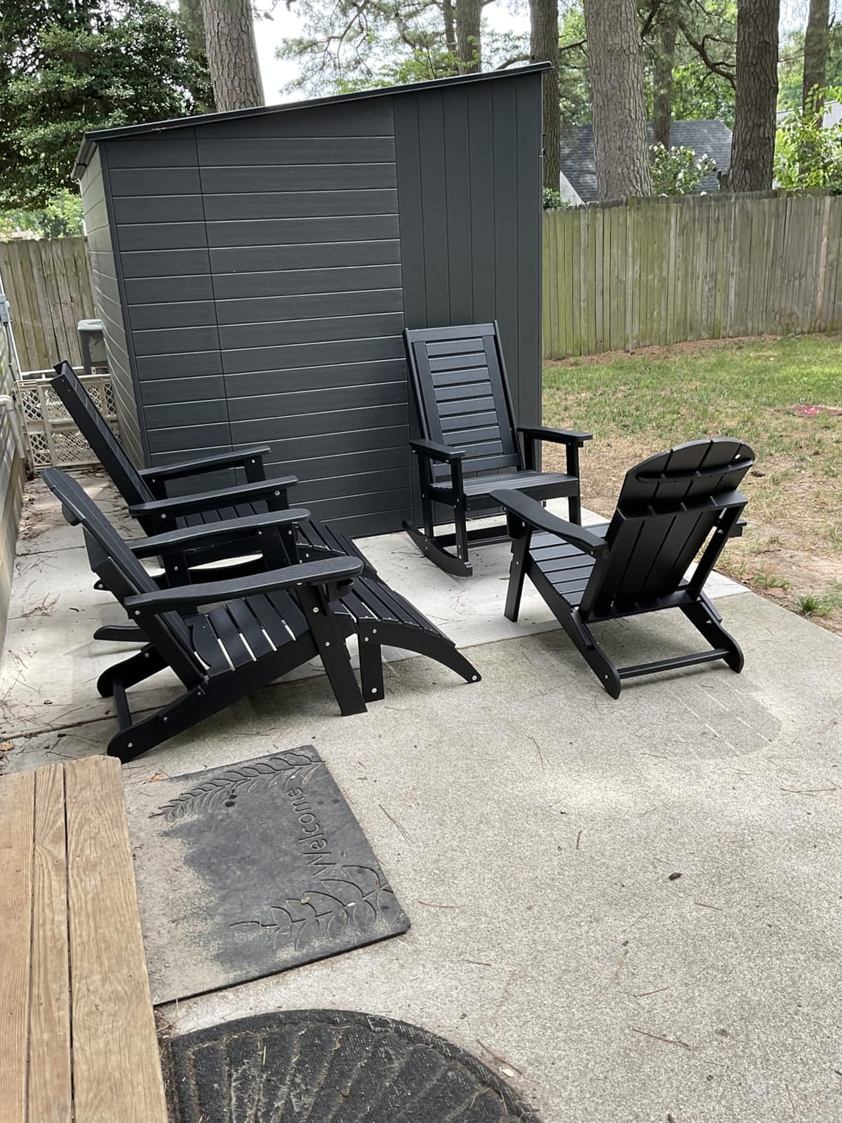 GREENVINES Oversized Outdoor Rocking Chairs Set of 2, HDPE Rocker, Black | 21.7