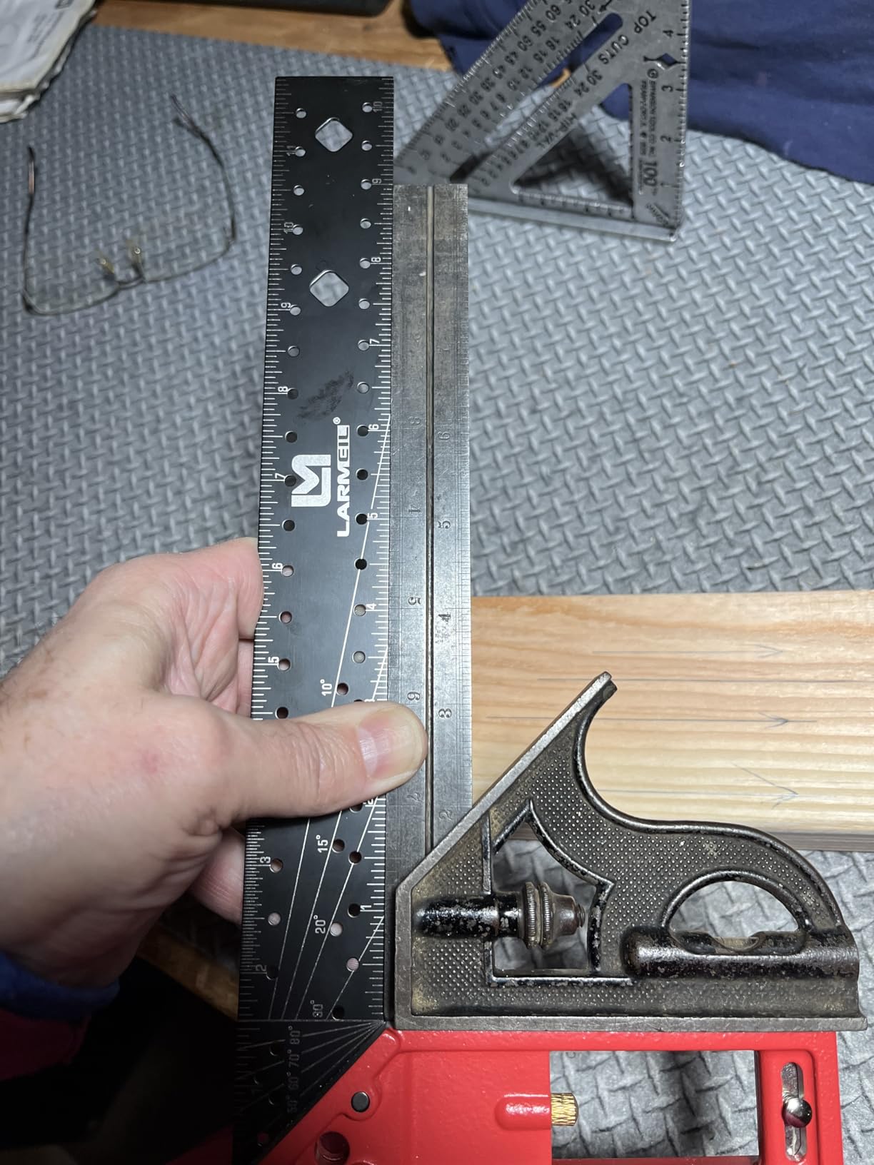 12 Inch Framing Carpenter Square, Woodworking Square Ruler, Try Square Tool, L Square Ruler, Layout Tool, Right Angle Ruler with Retractable Ledge and Scribe Mark Pin customer photo 2