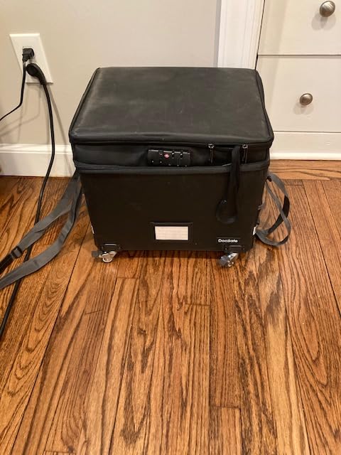 DocSafe Fireproof Document Box with Lock, 2-Layer File Box with Wheels, Collapsible File Storage Organizer with Pockets, Large Portable Home Filing Cabinet for Hanging Folders, Black, 16''x13.8''x12.2'' customer photo 2