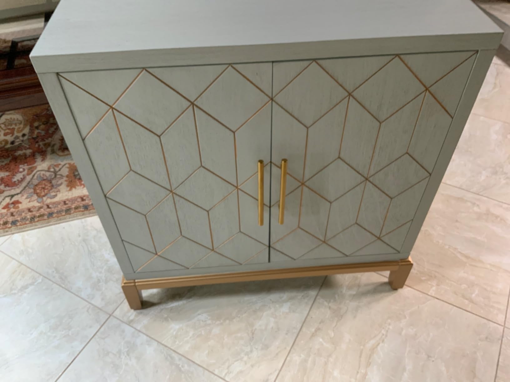 HLR Green Accent Cabinet with Gold Trim, Storage Cabinet with 2 Doors, Modern Wooden Sideboard for Living Room, Kitchen, Office and Hallway customer photo 1
