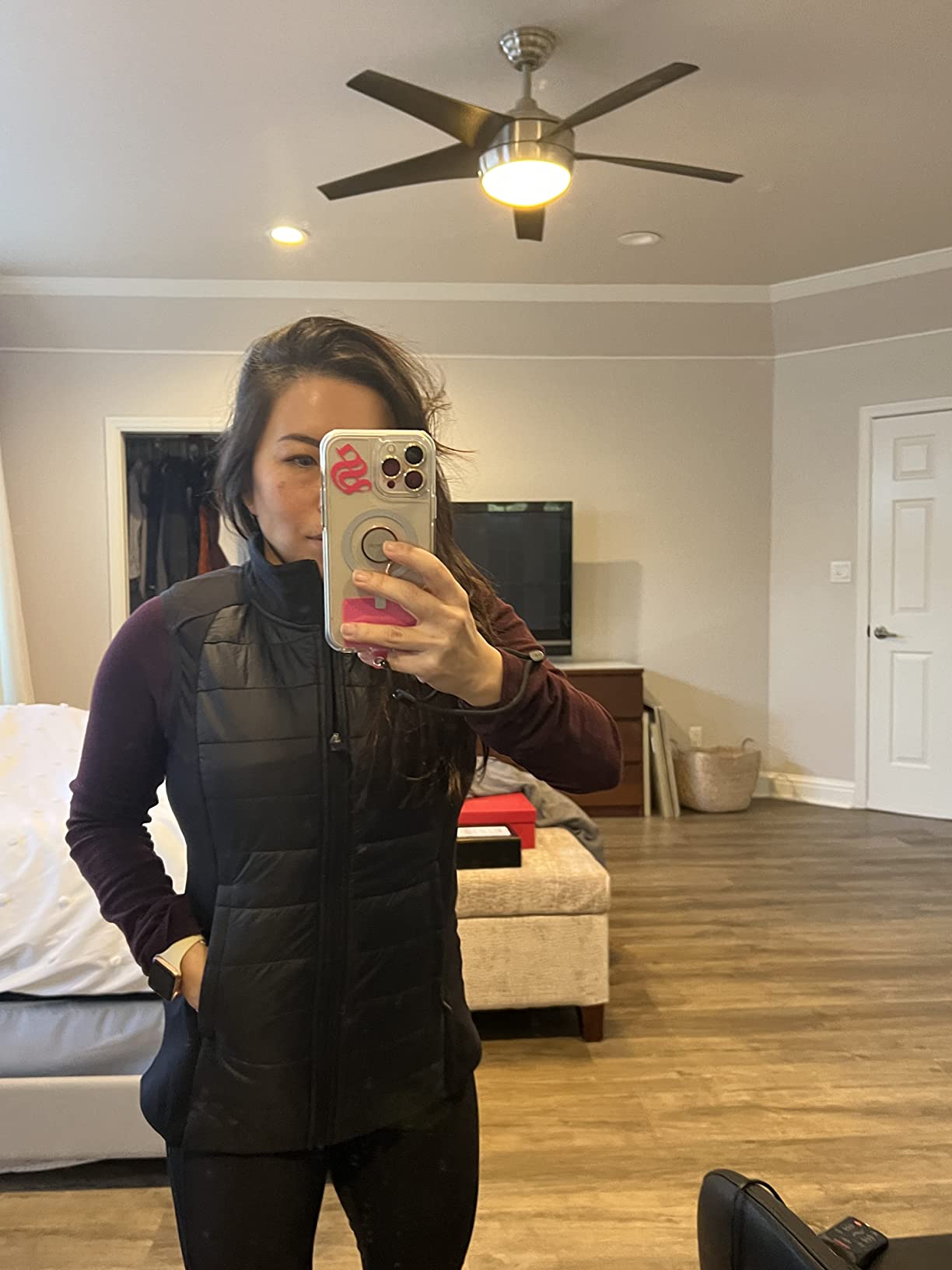 Womens Lightweight Warm Puffer Vest Winter Running Sleeveless Jacket customer photo 2