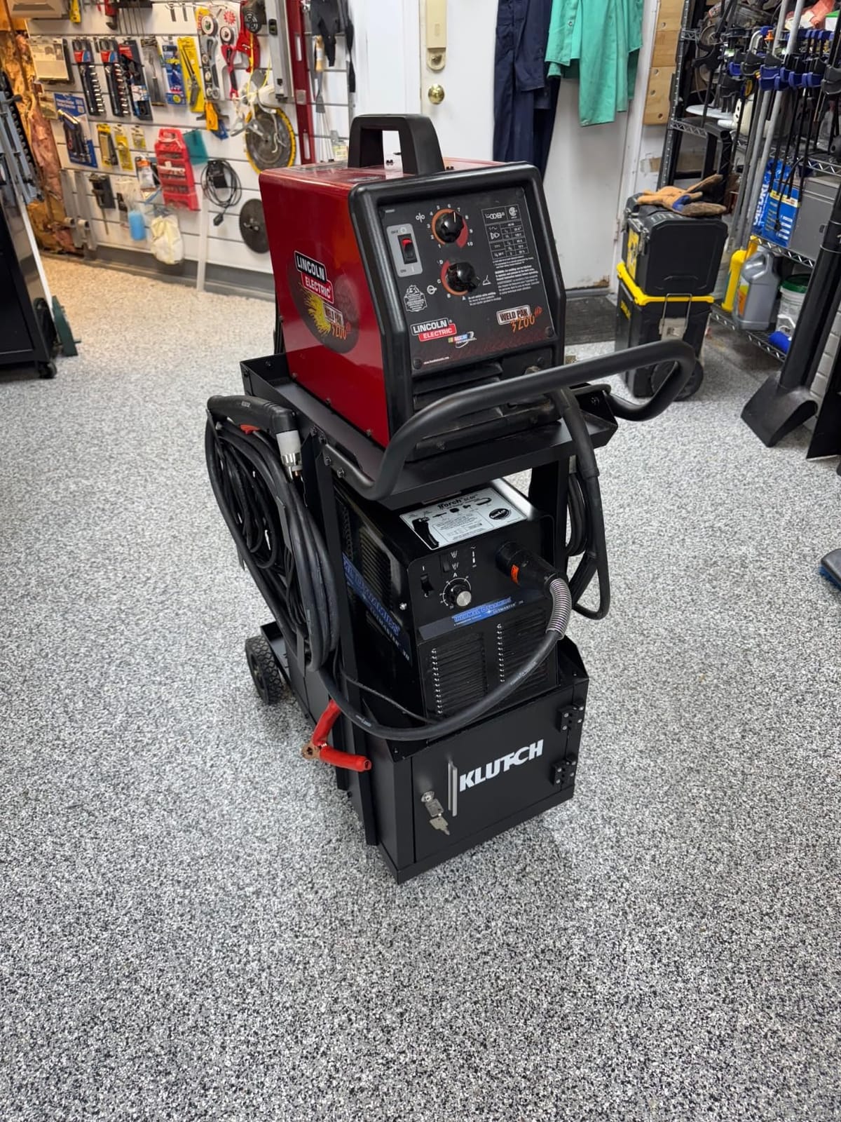 Klutch 2-Tier Welding Cart with Cabinet, 100-Lb., 31.5in.L x 16.1in.W customer photo 1
