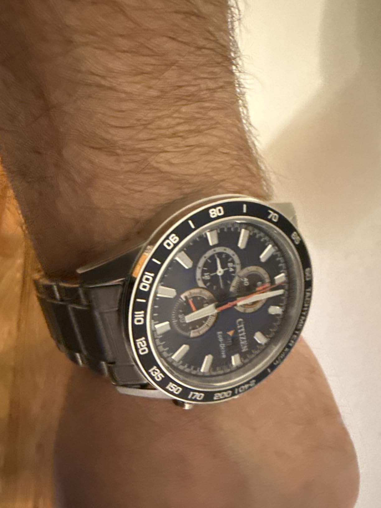 Citizen Men's Sport Casual Brycen Eco-Drive Chronograph Stainless Steel Watch, 12/24 Hour Time, Date, Tachymeter, 100 Meters Water Resistant, Spherical Mineral Crystal, Weekender customer photo 1