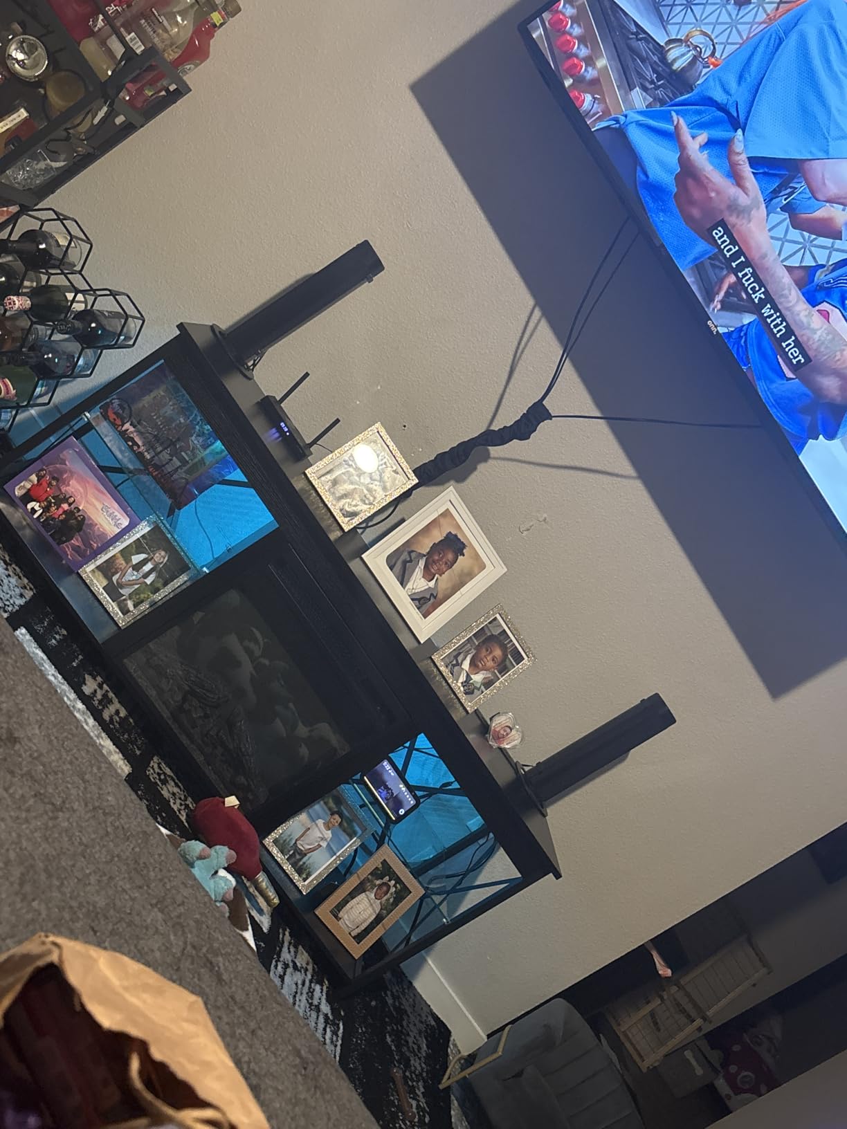 HOOBRO Fireplace TV Stand with Charging Station and LED Lights, TV Stand with Fireplace for TVs up to 55