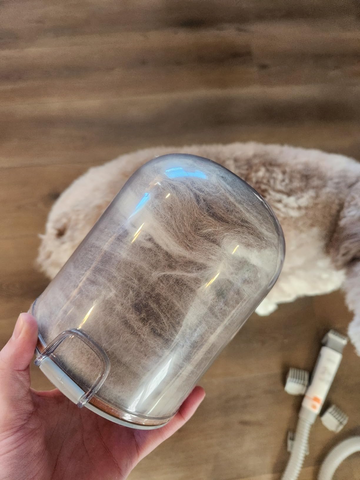 Afloia 6-in-1 Dog Grooming Vacuum Kit, Pet Clipper & Nail Grinder, White | All-in-one grooming covers brushing, clipping, trimming and nail care, 1.5L dust cup, 3 suction levels, low-noise comfort customer photo 2