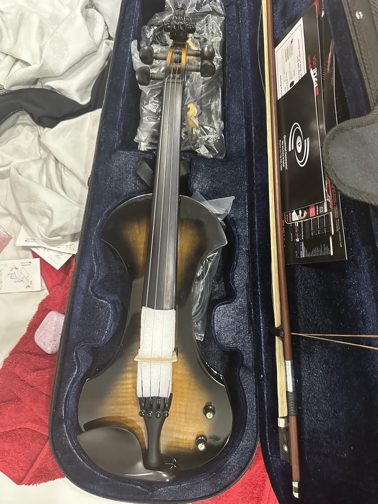 Pyle Full Size Electric Violin Kit - 4/4 Solid Wood Silent Fiddle with Hard Case, Bow, Ebony Fittings, and Digital Tuner customer photo 2