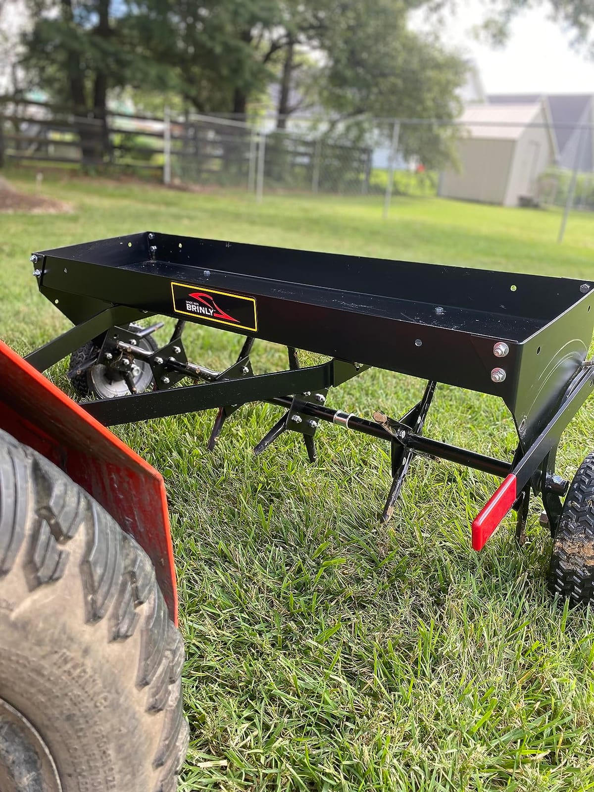 Brinly PA-42BH-A Tow Behind Plug Aerator with Folding Easy-Store Tow Bar, 42